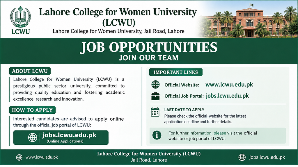 Lahore College For Women University LCWU jobs 2026
