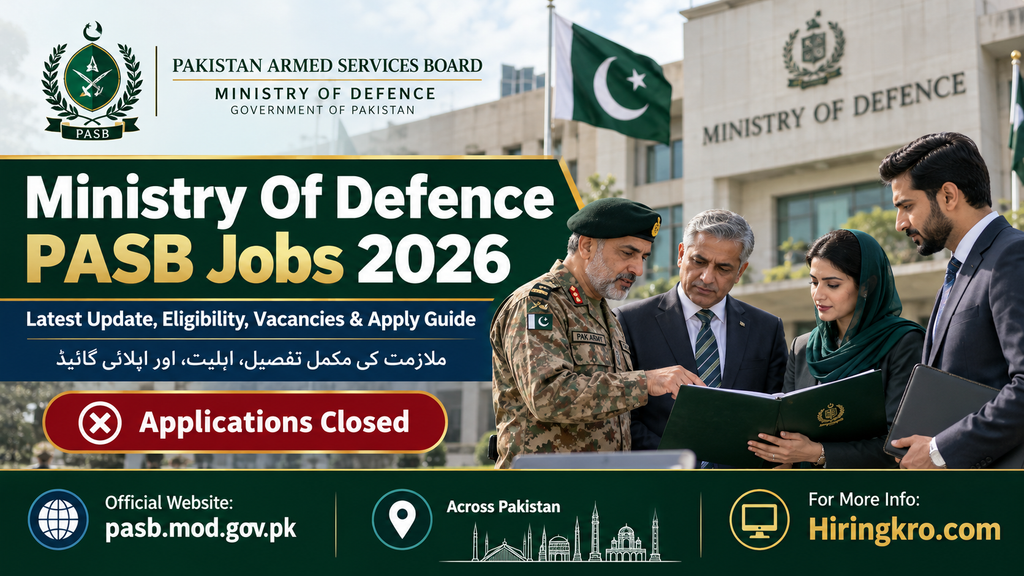Ministry Of Defence PASB Jobs 2026 – Eligibility & Apply Guide